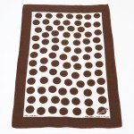 Irish Linen Mills brown polka dots tea towel 1970s