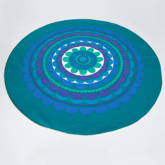 Circular flower print large tablecloth made in Sweden 1960s/1970s