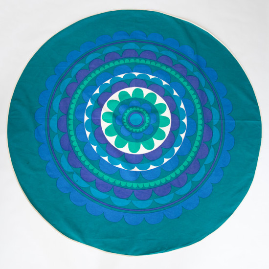Circular flower print large tablecloth made in Sweden 1960s/1970s