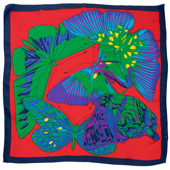 Vintage headscarf with psychedelic butterflies design, 1980s