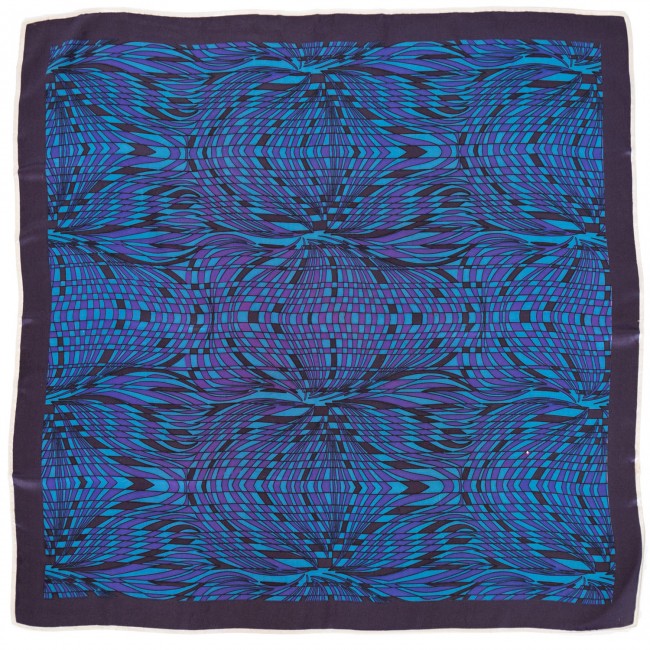 Vintage headscarf with psychedelic Vasarely-style op-art design, 1960s