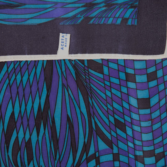 Vintage headscarf with psychedelic Vasarely-style op-art design, 1960s