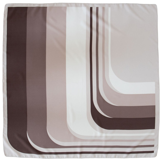 Vintage headscarf with geometric curve design in warm neutrals, 1960s