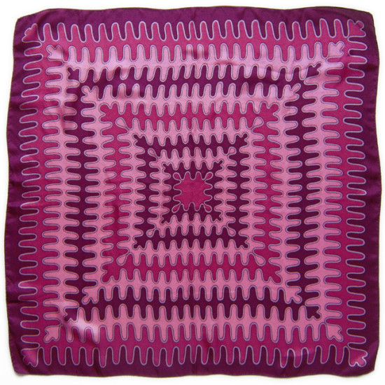 Vintage headscarf with magenta waveform design