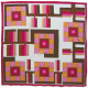 Vintage headscarf with vivid pink geometry design