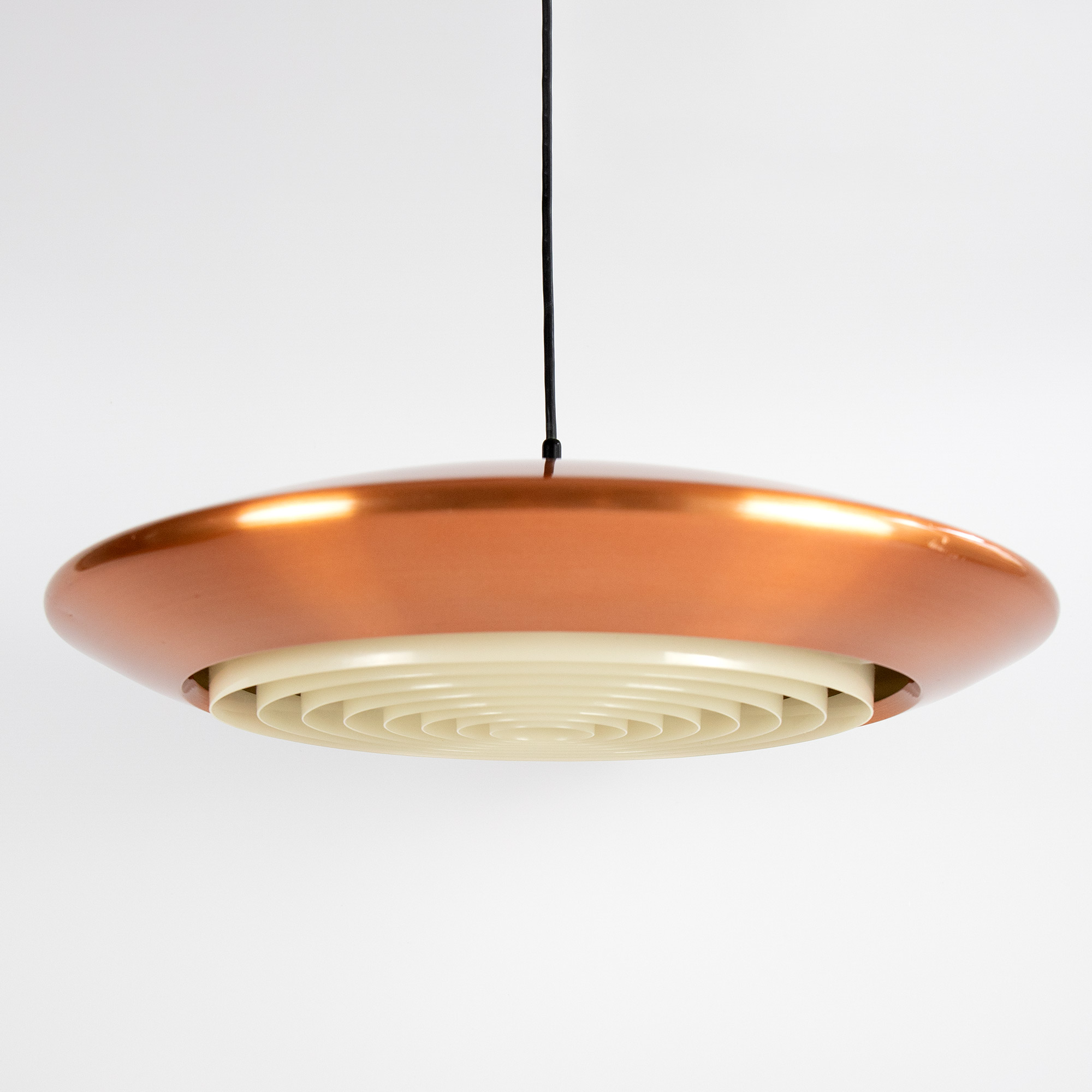 Copper Diskos pendant light by Jo Hammerborg for Fog & Mørup, 1960s