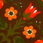Finlayson of Finland vintage vivid flower design square tablecloth 1970s