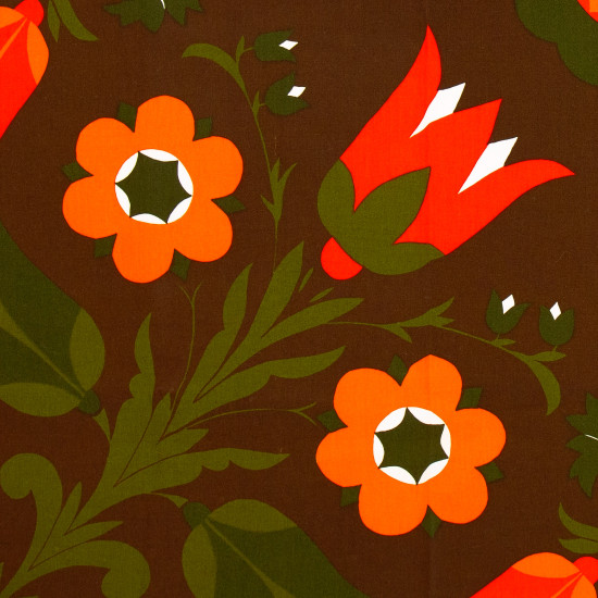 Finlayson of Finland vintage vivid flower design square tablecloth 1970s