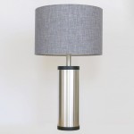 Regent spun aluminium and ebonised wood table lamp by Jo Hammerborg 