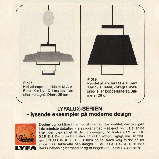 Danish 1950s midcentury modern P528 pendant light by Bent Karlby for Lyfa