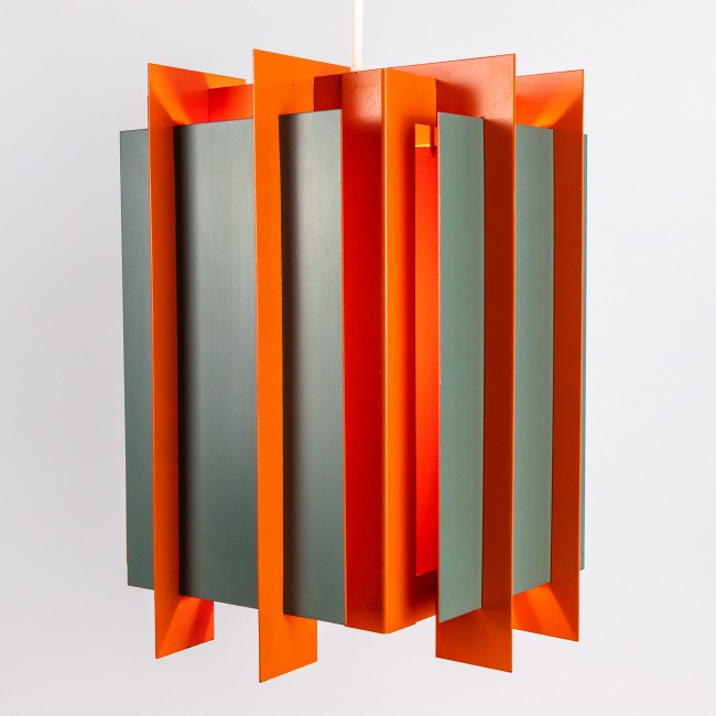 Danish art light Octagon by Lyfa in orange and grey 1960s