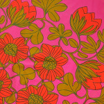 Oval 60s/70s tablecloth huge vibrant flowers  