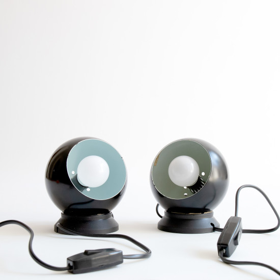 Black Mag ball light pair by Abo Randers/Lyfa of Denmark, 1970s