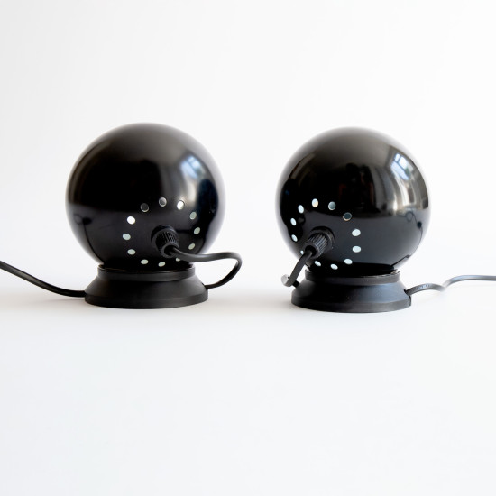 Black Mag ball light pair by Abo Randers/Lyfa of Denmark, 1970s