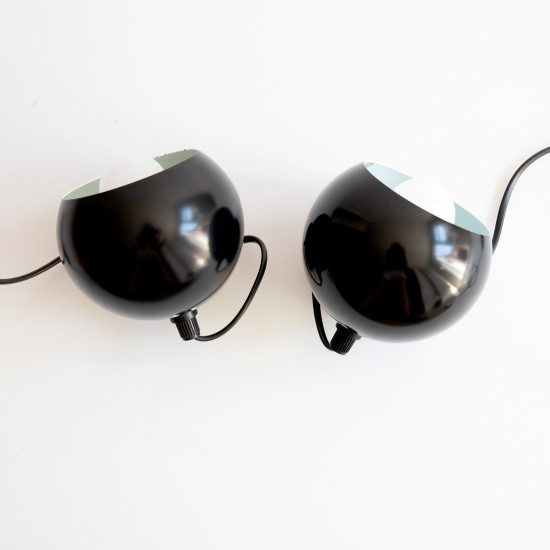 Black Mag ball light pair by Abo Randers/Lyfa of Denmark, 1970s