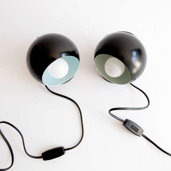 Black Mag ball light pair by Abo Randers/Lyfa of Denmark, 1970s