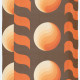 Bold geometric moon curtains pair in orange and brown, 1970s
