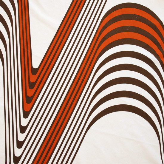 Geometric op-art design circular cotton tablecloth made in Norway 1970s
