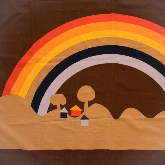 Tampella of Finland Sateensaari red yellow orange rainbow textile 1970s 