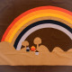 Tampella of Finland Sateensaari red yellow orange rainbow textile 1970s 