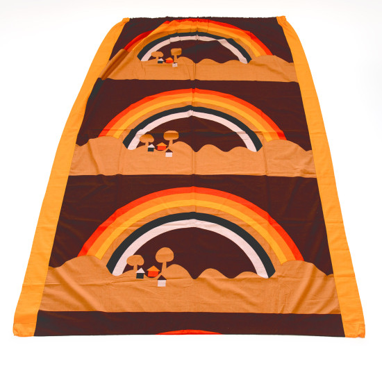 Tampella of Finland Sateensaari red yellow orange rainbow textile 1970s 