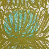 1950s/60s midcentury Swedish art textile with semi-abstract leaf design in the style of Viola Gråsten
