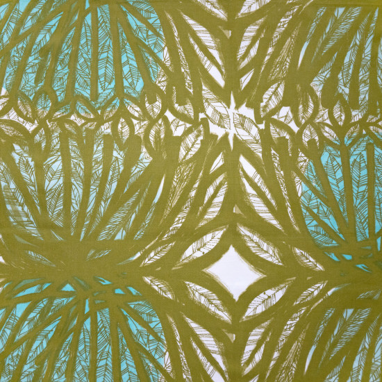 1950s/60s midcentury Swedish art textile with stylised leaf design in the style of Viola Gråsten