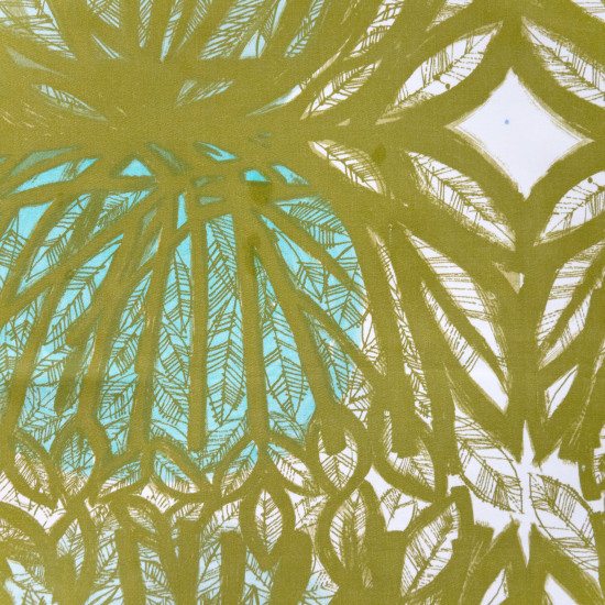 1950s/60s midcentury Swedish art textile with stylised leaf design in the style of Viola Gråsten