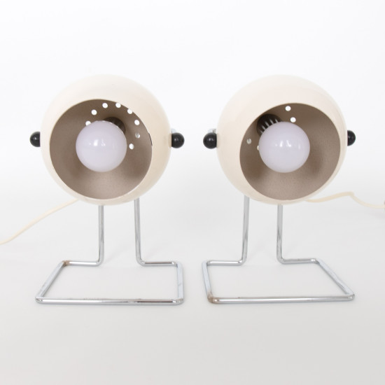 Abo Randers Stat Danish pop art ball lamps pair in glossy white, 1970s 