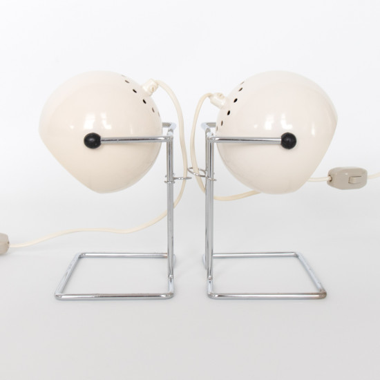 Abo Randers Stat Danish pop art ball lamps pair in glossy white, 1970s 