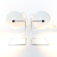 Abo Randers Stat Danish pop art ball lamps pair in glossy white, 1970s 
