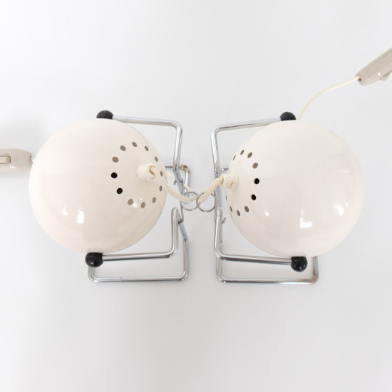 Abo Randers Stat Danish pop art ball lamps pair in glossy white, 1970s 