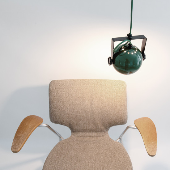 Green space-age hanging ball lamp by Abo Randers of Denmark, 1970s