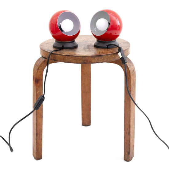 Red Mag ball light pair by Abo Randers of Denmark, 1960s