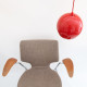 Danish space-age ball pendant light in glossy red, 1960s
