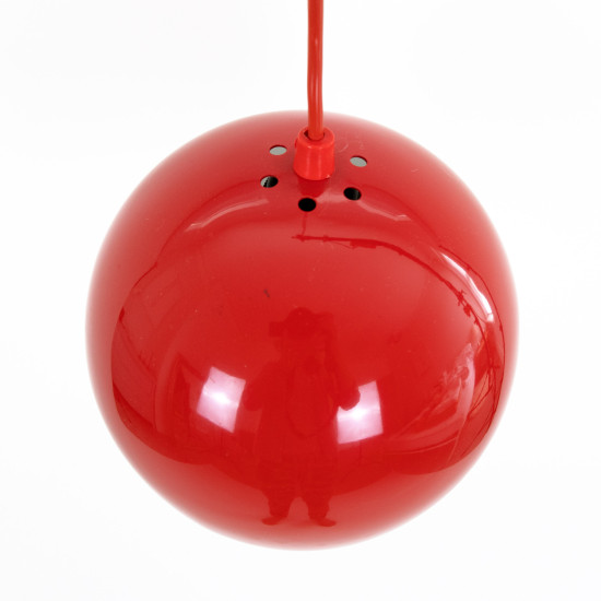 Danish space-age ball pendant light in glossy red, 1960s