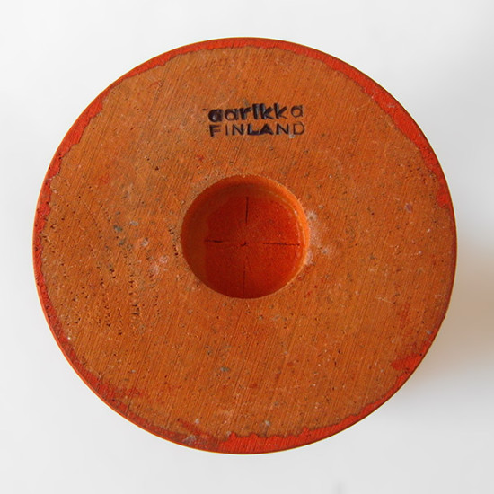 Aarikka of Finland orange wooden candleholder 70's