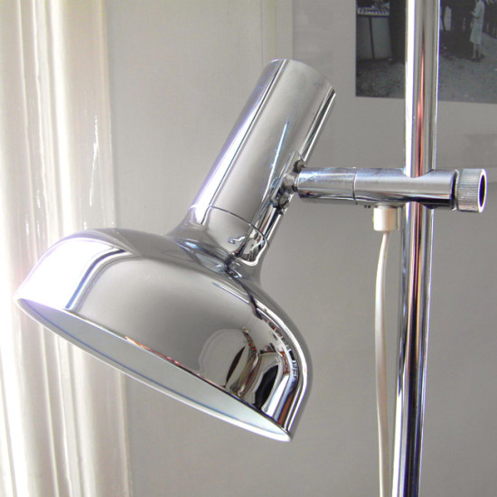 Bentler of Denmark twin-head chrome floor lamp