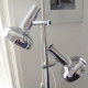 Bentler of Denmark twin-head chrome floor lamp