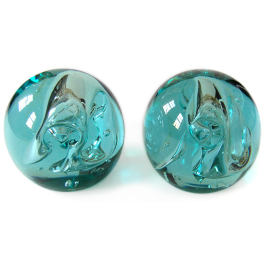 Signed hand-blown Danish art glass spheres