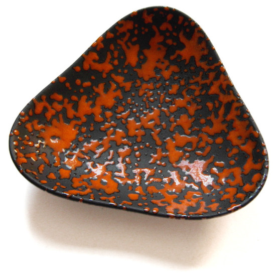 West German orange fat lava glaze pottery dish