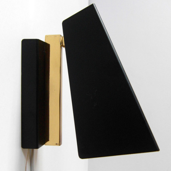 Matte black and brass clamshell wall light