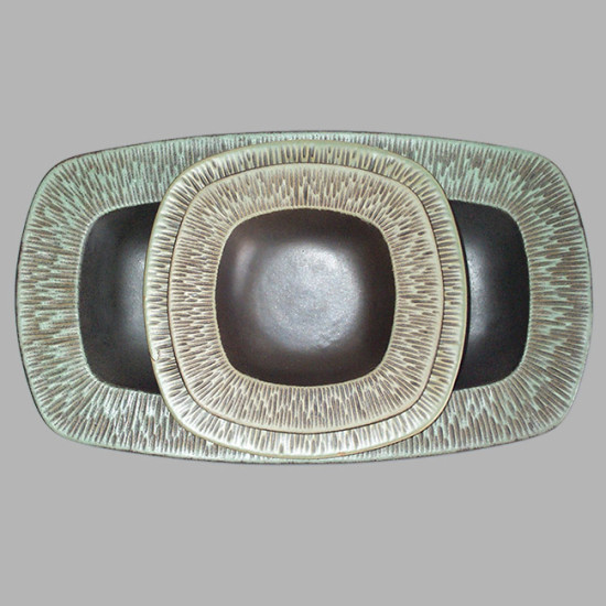 Danish midcentury modern ceramic dish trio