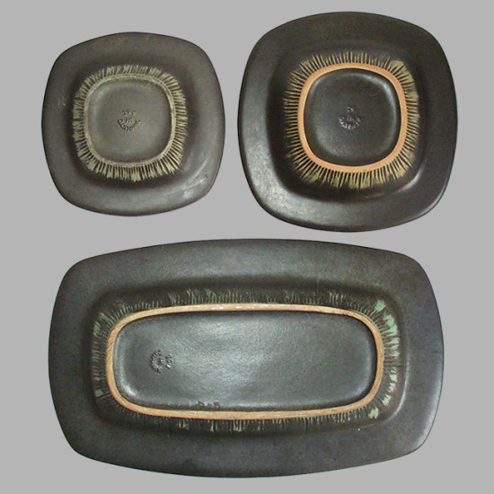 Danish midcentury modern ceramic dish trio