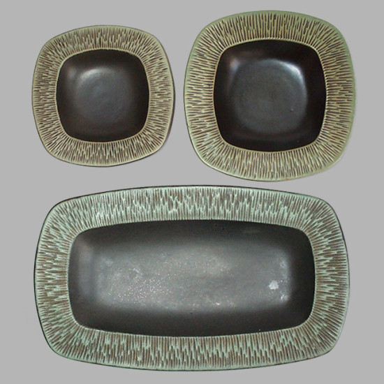 Danish midcentury modern ceramic dish trio
