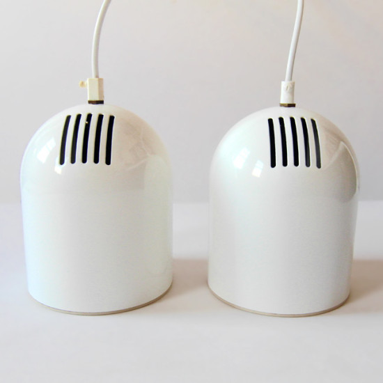 Installux white metal dome pendant light pair