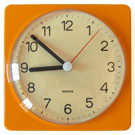 Orange Krups of Germany wall clock vintage 1970s