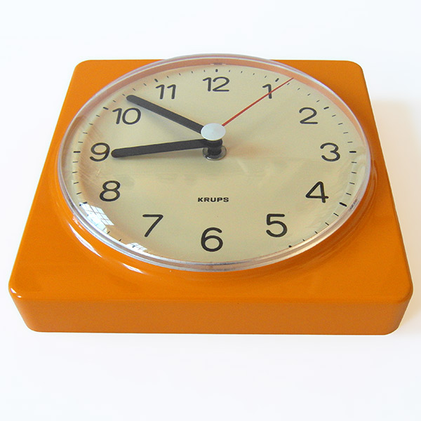 Orange Krups of Germany wall clock vintage 1970s