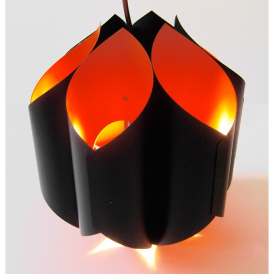 Matte black and deep orange Danish art light