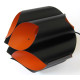 Matte black and deep orange Danish art light